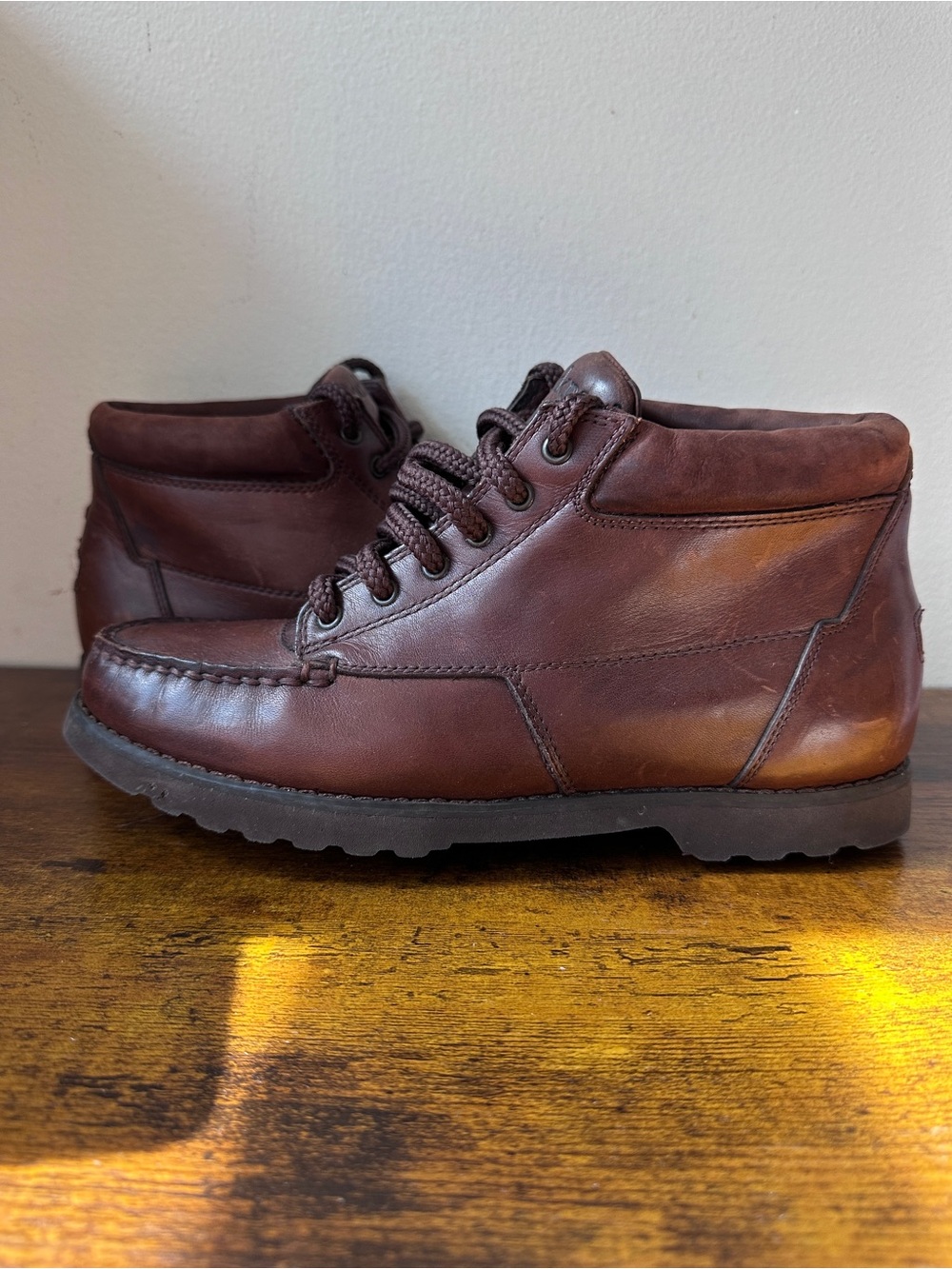 Vintage Rockport Gore-Tex Leather Moc Toe Chukka Boots Size 7M‎ Made in Portugal